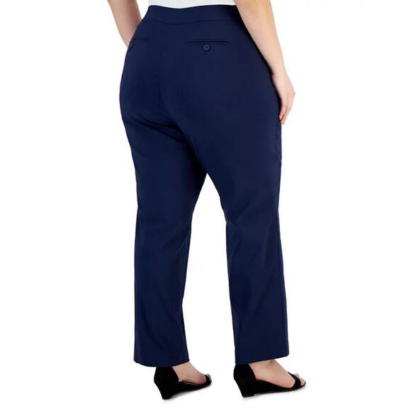 JM Collection Dress Pants Women’s 18W Navy Blue Curvy-Fit Straight-Leg Stretch - Picture 7 of 9
